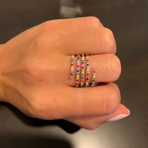 Rose gold spiral rainbow ring